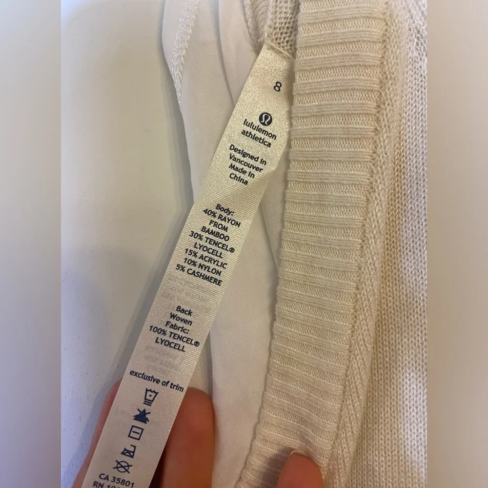 Lululemon Unity Pullover Drape Back Sweater Heathered White Size 8 New NWT